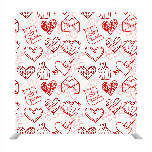 Hand Drawn Heart Love Doodle Background Media Wall - Backdropsource