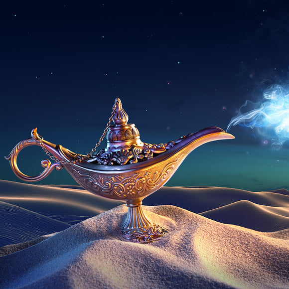 Lamp of Wishes In The Desert Background - Backdropsource
