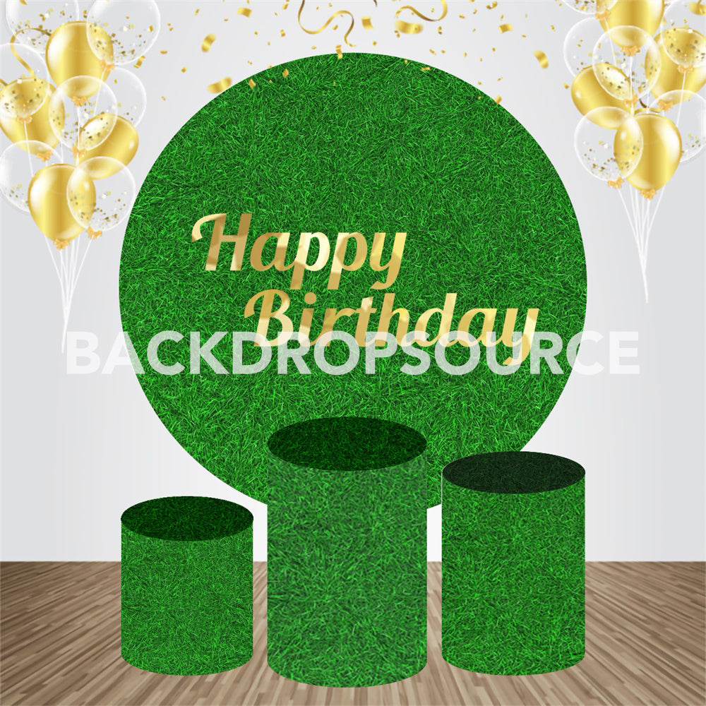 Grass Themed Birthday Event Party Round Backdrop Kit - Backdropsource