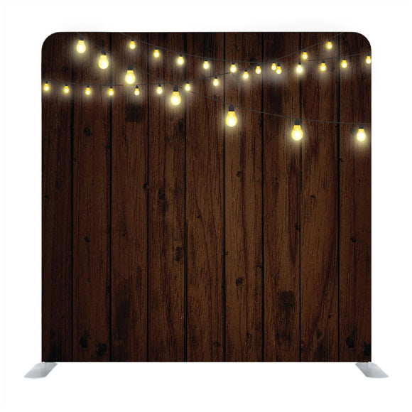 Lights Hanging On Brown wooden Media Wall - Backdropsource