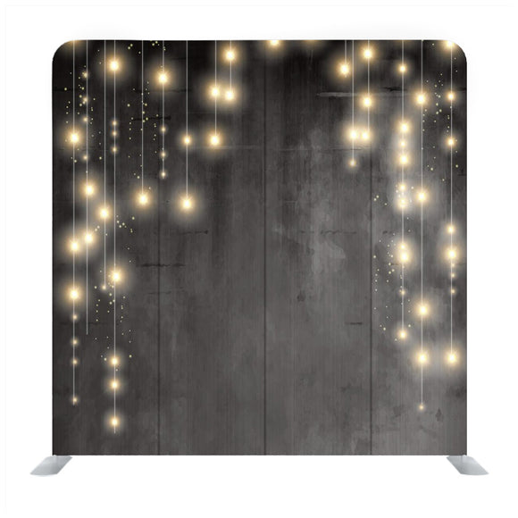 Lights on Black Wooden Media Wall - Backdropsource