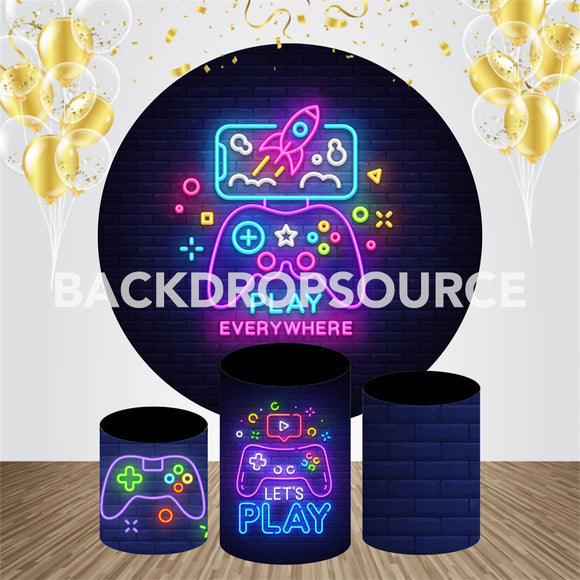 Game Lighting Themed Event Party Round Backdrop Kit - Backdropsource