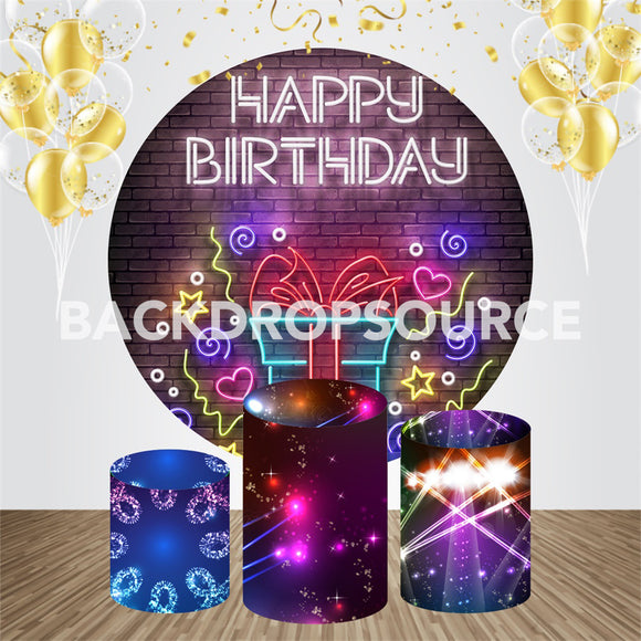 Lighting Themed Birthday Event Party Round Backdrop Kit - Backdropsource