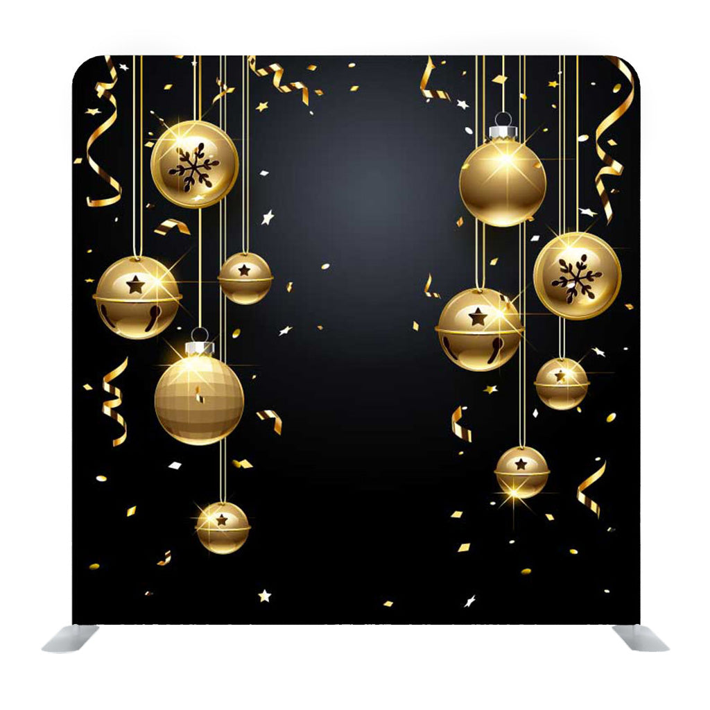 New Year Poster With Golden Balls And Black Background Media Wall - Backdropsource