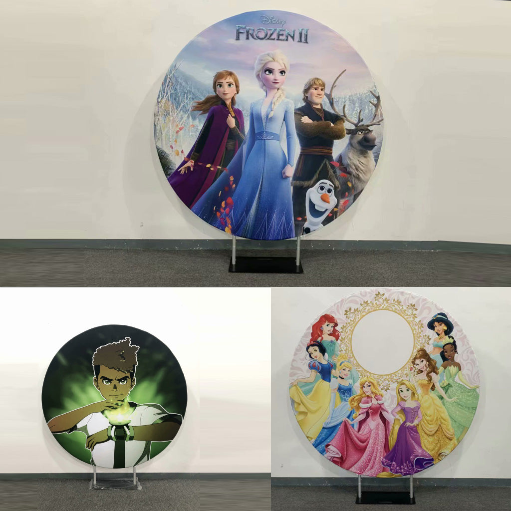 Customized Design Print on Round Frame Stand for Parties/ Events/ Weddings - Backdropsource