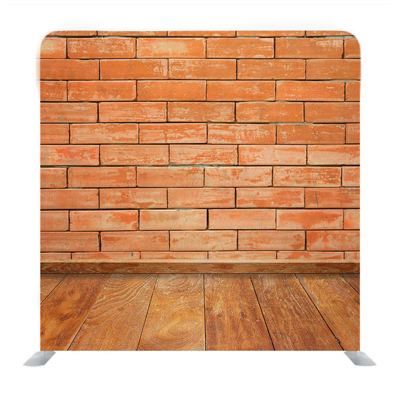 Orange Bricks and wooden Floor Media Wall - Backdropsource