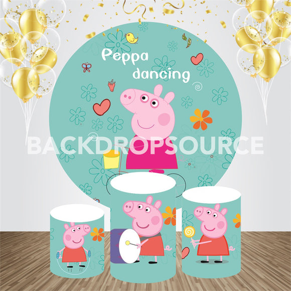 Peppa Pig Event Party Round Backdrop Kit - Backdropsource