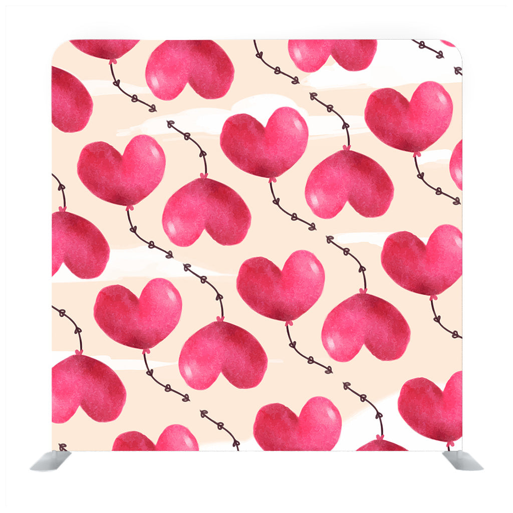 Pink dot and shape hearts flying seamless pattern  media wall - Backdropsource