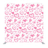 Pink hand drawn heart pattern with white background Media wall - Backdropsource