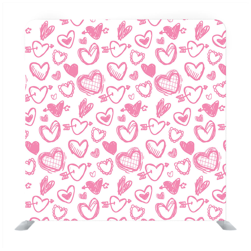 Pink Hearts With White Background Media Wall - Backdropsource
