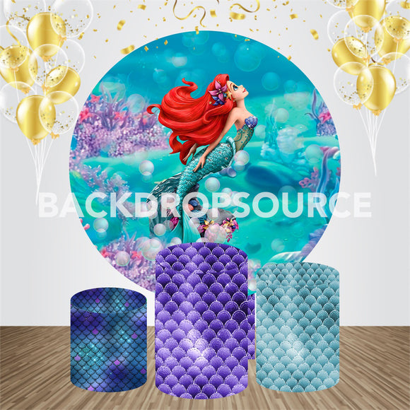 The Little Mermaid Event Party Round Backdrop Kit - Backdropsource