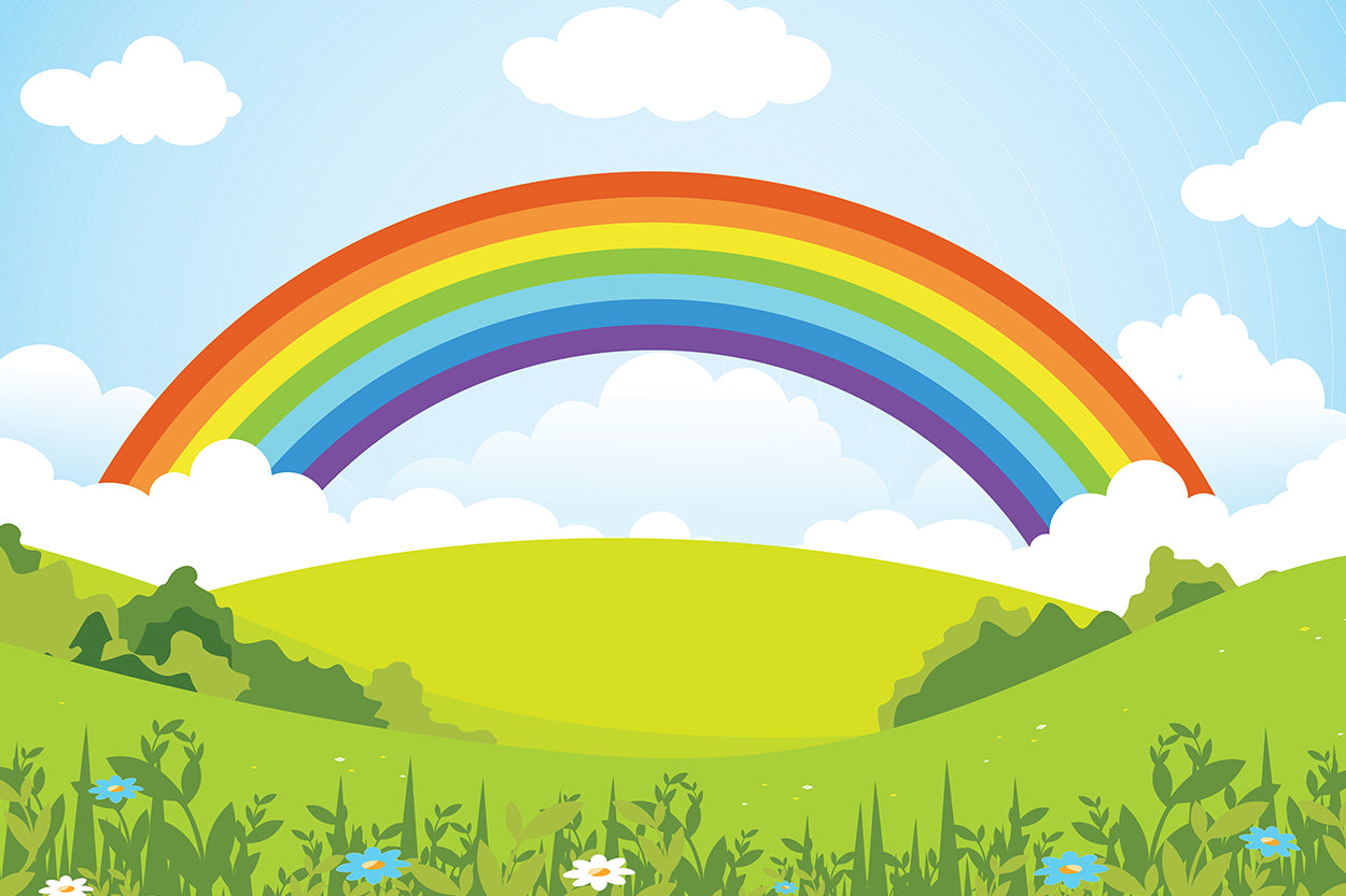 Rainbow Landscape Illustration Backdrop - Backdropsource