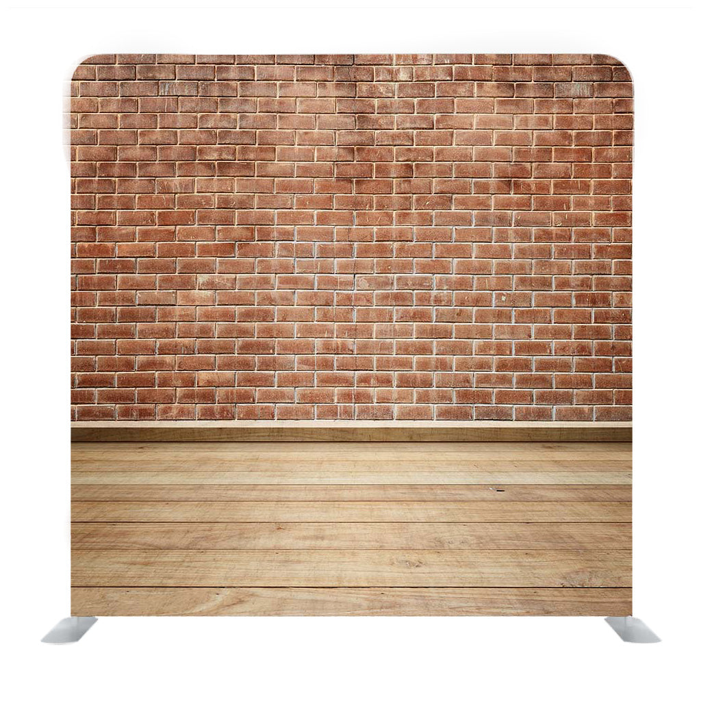 Red Brick Wall With Wooden Floor Media Wall - Backdropsource