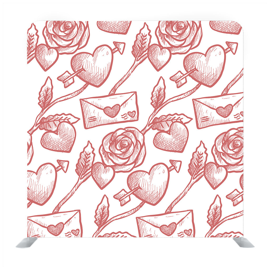 Red hand drawn rose with white backdrop Media wall