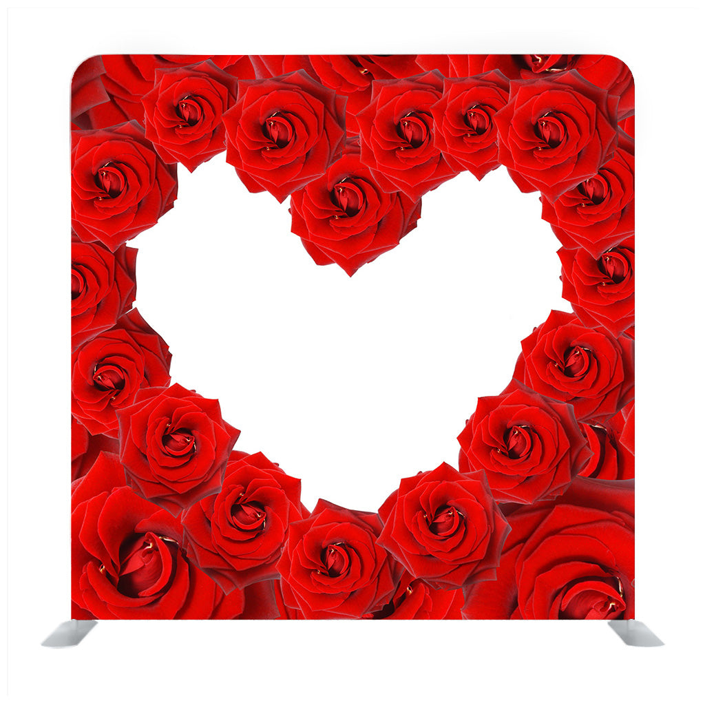 Red roses heart shape border on white Media wall - Backdropsource