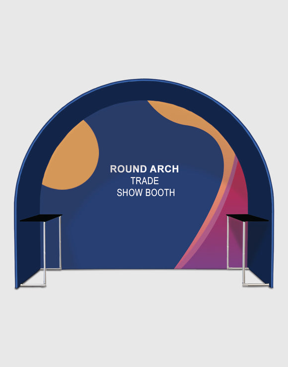 Round Arch Trade Show Booth with Shelf - Backdropsource