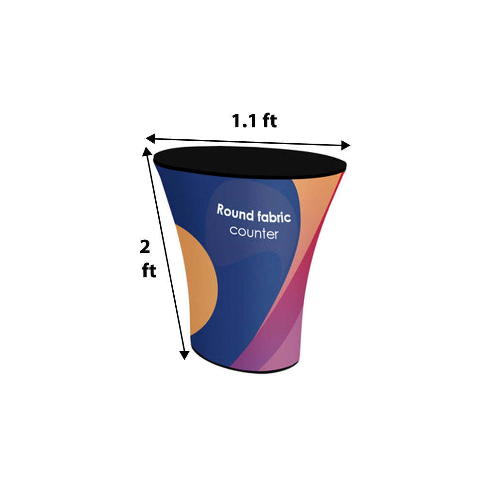 Printed Fabric Round Podium Counter Display – Backdropsource