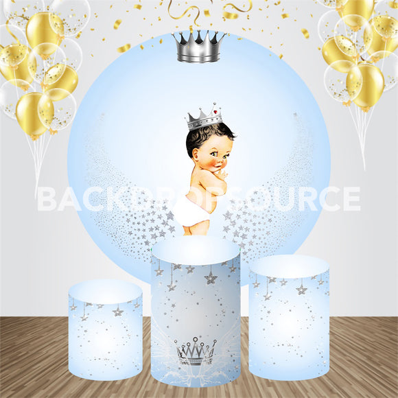 Baby Boy Prince Event Party Round Backdrop Kit - Backdropsource