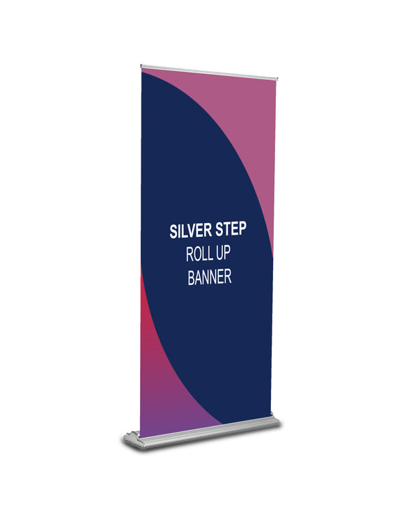 Silver Step Roll Up Banner - Backdropsource