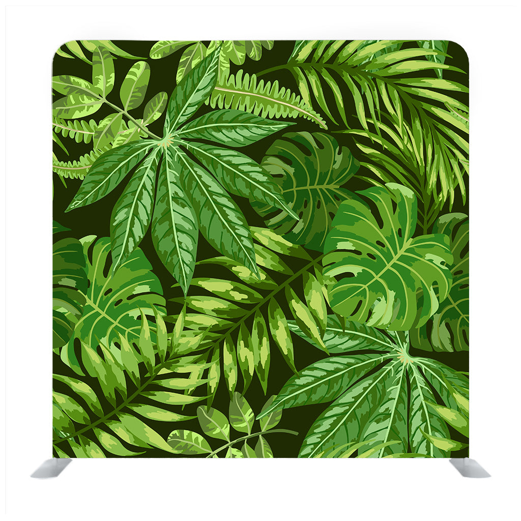 Seamless Exotic Pattern With Tropical Leaves On A Black Background Backdrop - Backdropsource