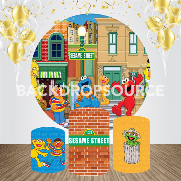 Sesame Street Event Party Round Backdrop Kit - Backdropsource