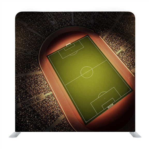 Soccer ball stadium with audience media wall - Backdropsource