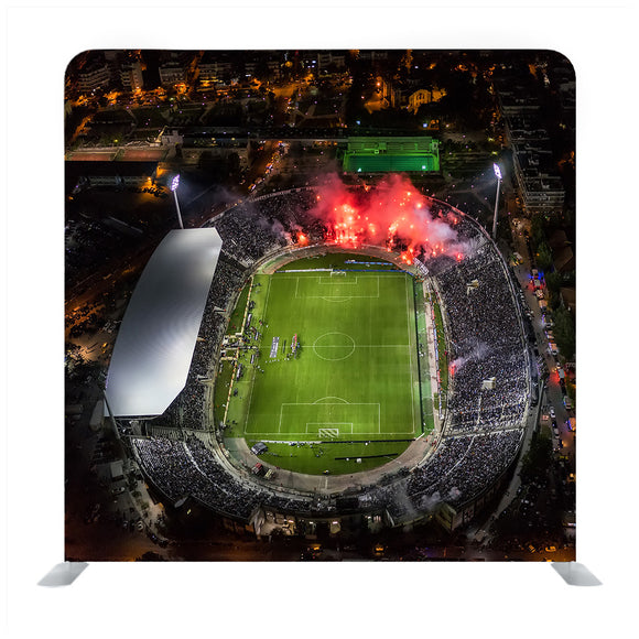 Soccer stadium from aerial view Media wall - Backdropsource