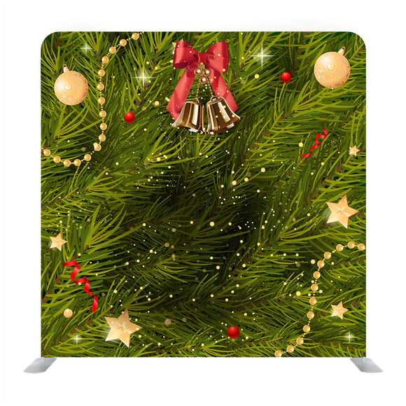Spruce With Decorations And Shiny Highlights On Gray Background Media Wall - Backdropsource