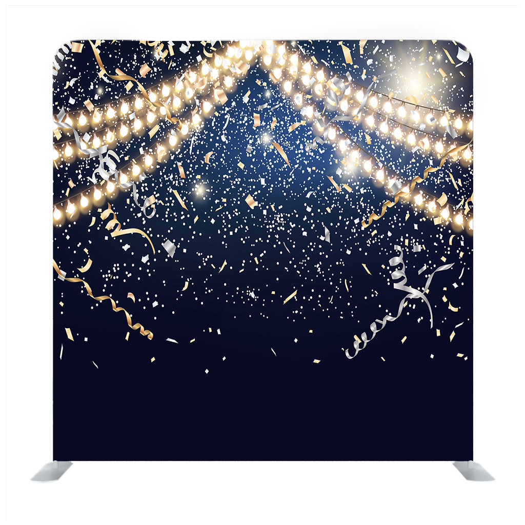 String Lights And Confetti Media Wall - Backdropsource