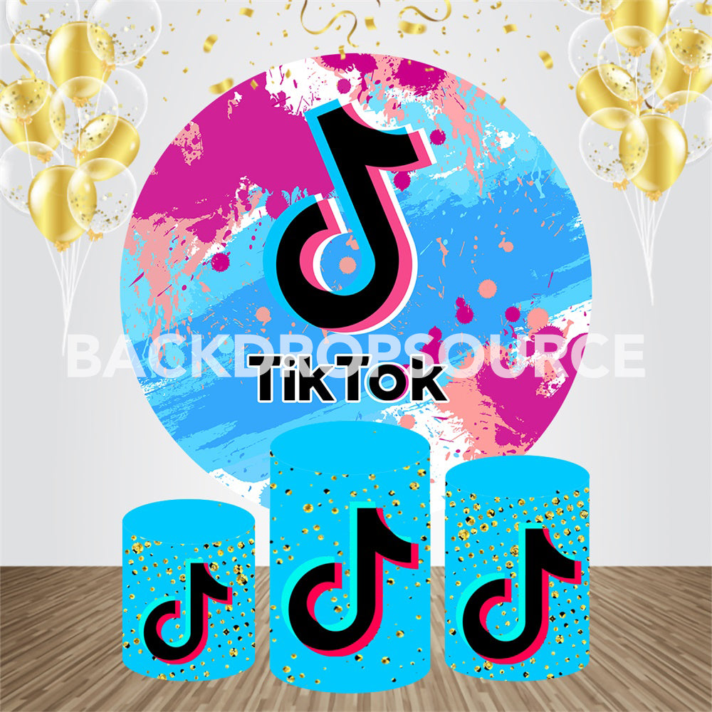 Tik Tok Event Party Round Backdrop Kit - Backdropsource