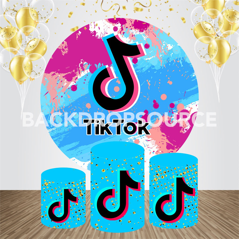 Tik Tok Fabric Circle Backdrop Kit with Counter Backdropsource