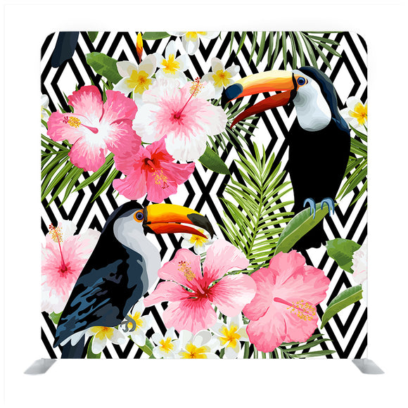 Tropical Toucan Birds and Flowers Background Media Wall - Backdropsource