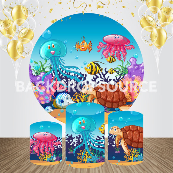 Under The Sea Themed Event Party Round Backdrop Kit