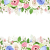 Pink, White , Blue, Roses Vector Horizontal Seamless Background - Backdropsource