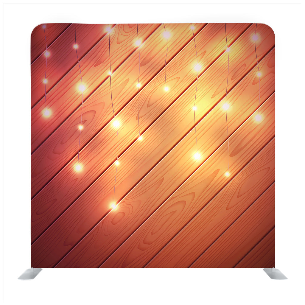 Wood Decor with Lights Media Wall - Backdropsource