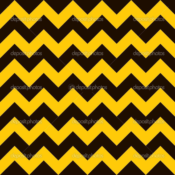 Yellow and Black Warning Chevron Indelible Print Fabric Backdrop