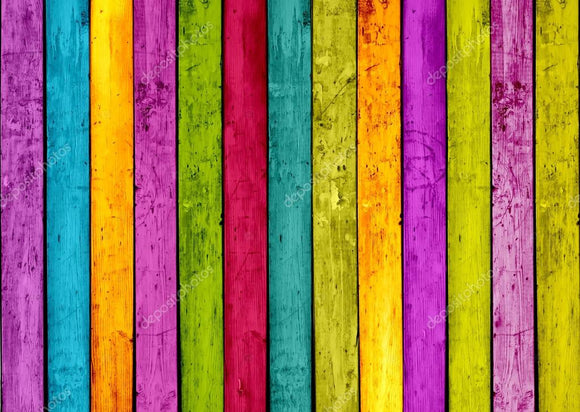 Colorful Wood Stripe Print Photography Backdrop