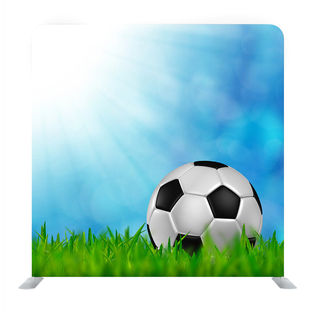 football field soccer stadium on the green grass blue sky sport game background for design Media wall - Backdropsource