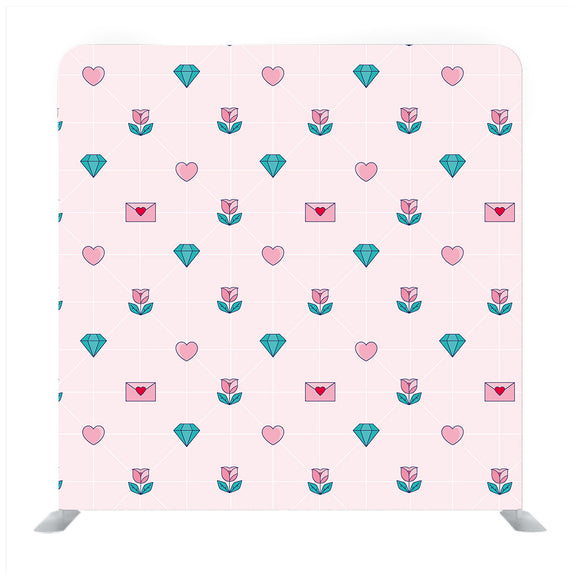 Geometric Pattern With Hearts And Diamonds Background Media Wall - Backdropsource