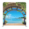 Old Wooden Arch With Open Doors Sea View Background Media Wall