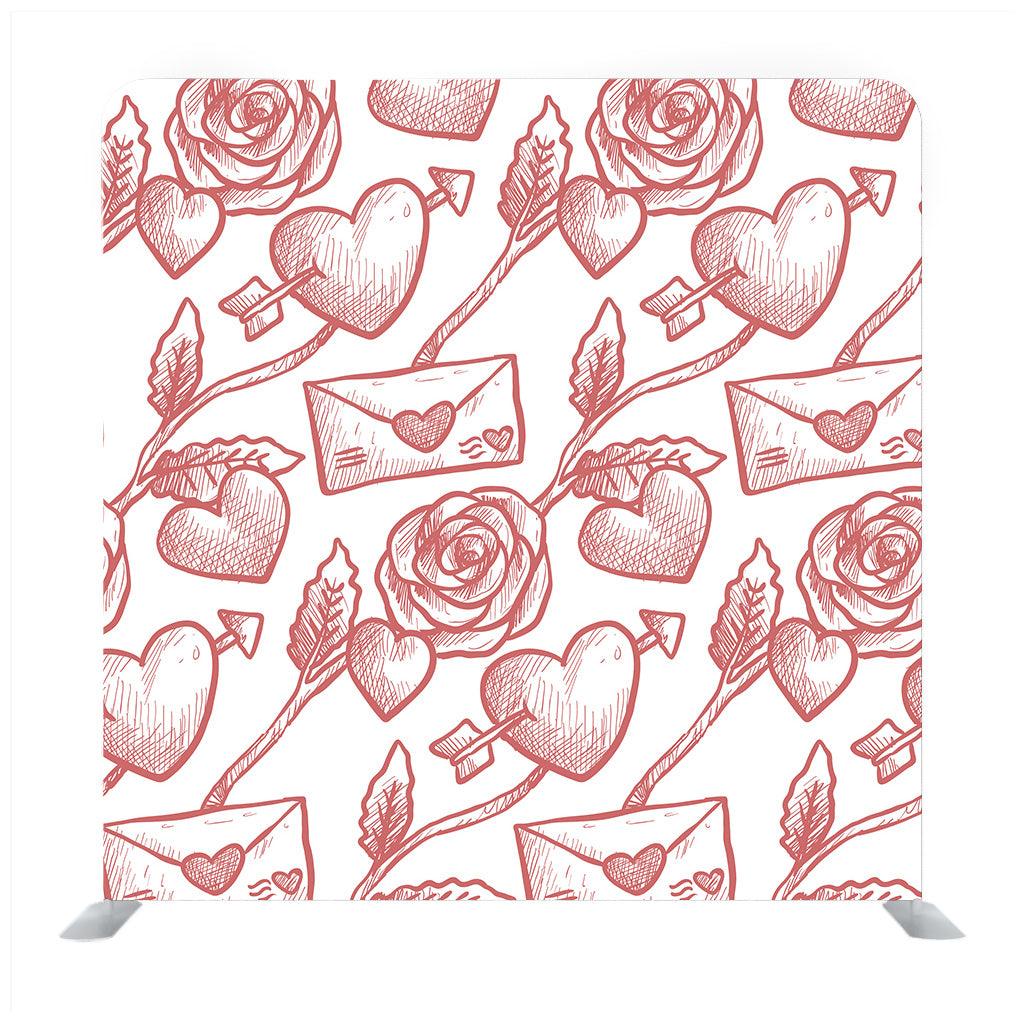 Pattern With Flowers And Envelop Background Media Wall - Backdropsource