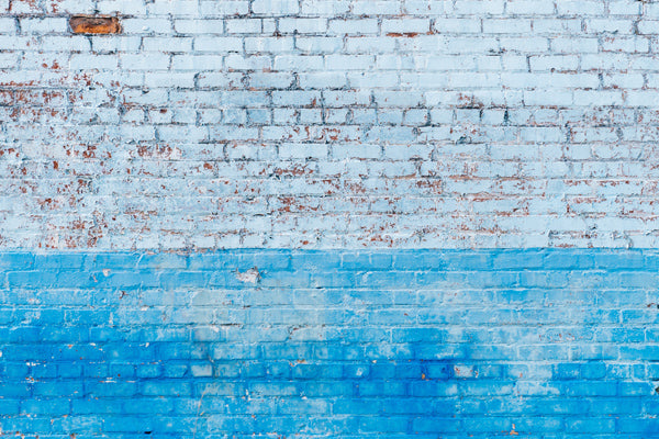 White and Blue Painted Brick Wall Backdrop - Backdropsource